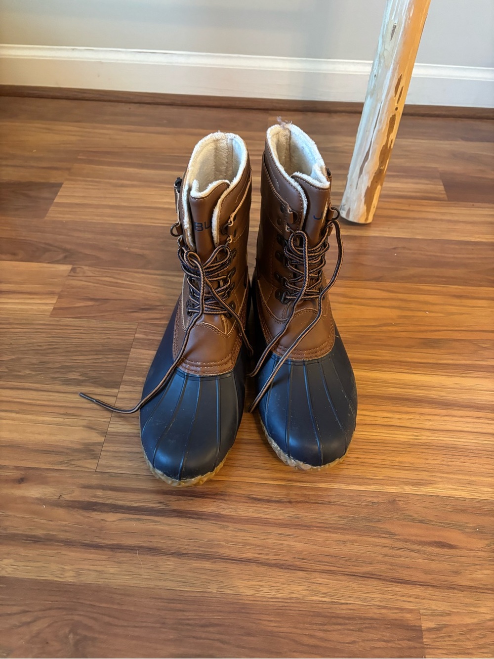 Brown and Navy Insulated Duck Boots - Waterproof Winter Boots